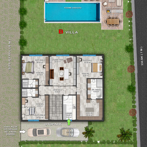 B-VİLLA-1.KAT-YERLEŞİMİ